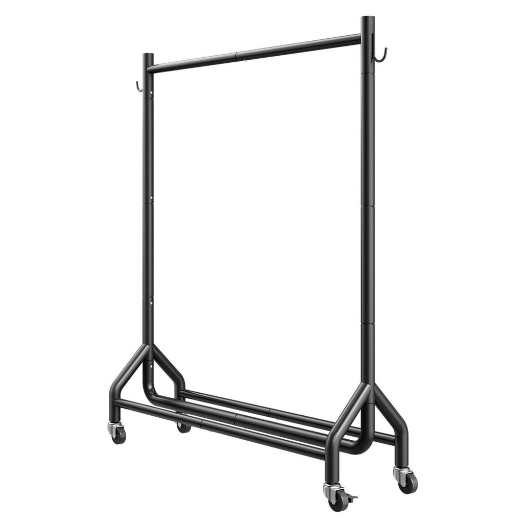 Clothes Rack, Rolling Clothing Garment Rack with Hanging Rod and Side Hooks, 90 kg Load Capacity, Heavy Duty Carbon Steel Clothing Racks with Wheels,
