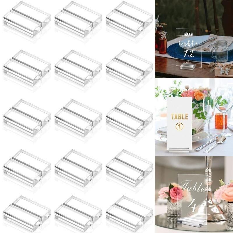12Pcs 30*25*10mm Acrylic Stands Place Card Holders Table Number Stands Desktop Clear Card Display Stand Transparent Acrylic Sign Holder
