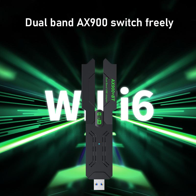 2 In 1 WiFi 6 Bluetooth 5.4 Adapter Dual Band 2.4G/5G USB WiFi Network Card 900Mbps Wireless Wlan Receiver for PC Laptop Driver Free