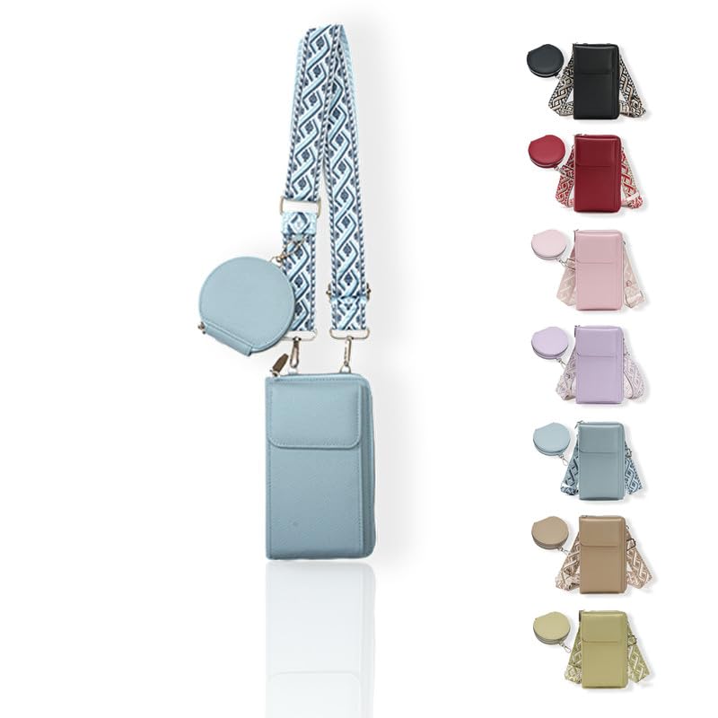 Smartphone Shoulder Coin Smartphone Crossbody PU Smartphone Blue Women's Bag, Purse, Wallet, Pouch, Bag, Popular, Cute, Stylish, Slim, Mini, 3-Way,