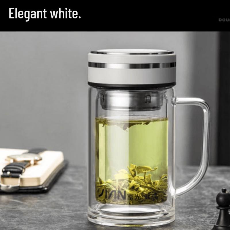 

FUGUANG Zhixiang Double-Layer Glass Cup with Handle - 340ml