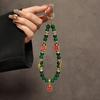 New Year Lucky Beaded Short Wrist Phone Chain, Chinese Style Five Wealth Gods Decorative Portable Mobile Phone Lanyard Pendant