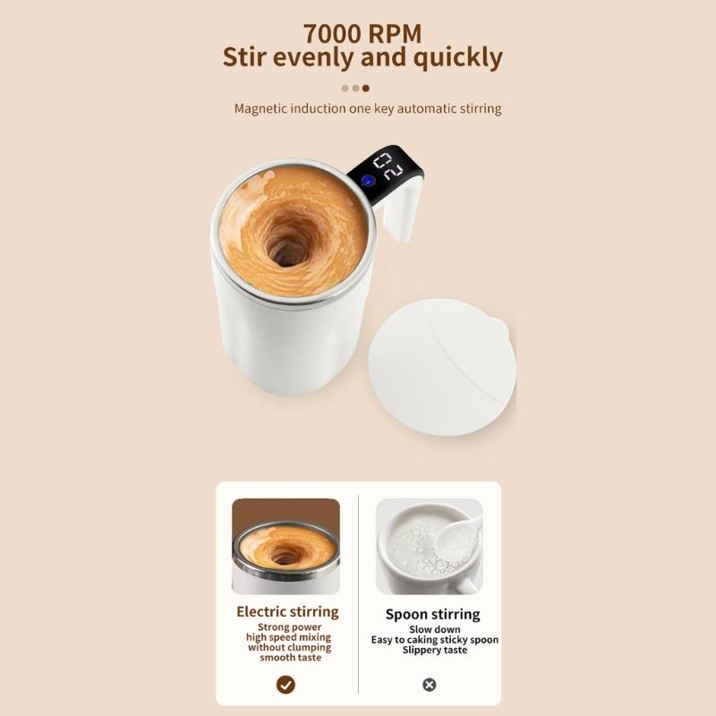 Stirring Mug 380ml Electric with LED Temperature Display Type C Fast Charging Auto Stirring Timer Coffee Cup Gift