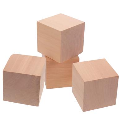 KOMBIUDA 4 Pieces Unfinished Wooden Cubes, Natural Wood Squares, Unfinished Wooden Dice, Blank Wood Dice, Unfinished Pine Cubes, Craft Wood Cubes,