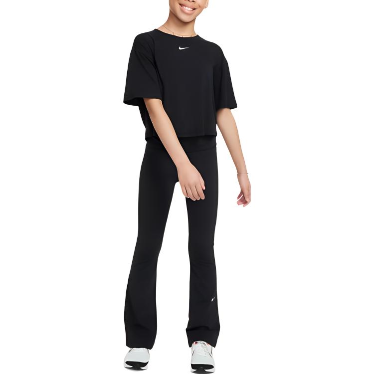 Nike Casual Simple Solid Color Breathable Short Sleeve T-Shirt Kids Tops Black FZ5602-010