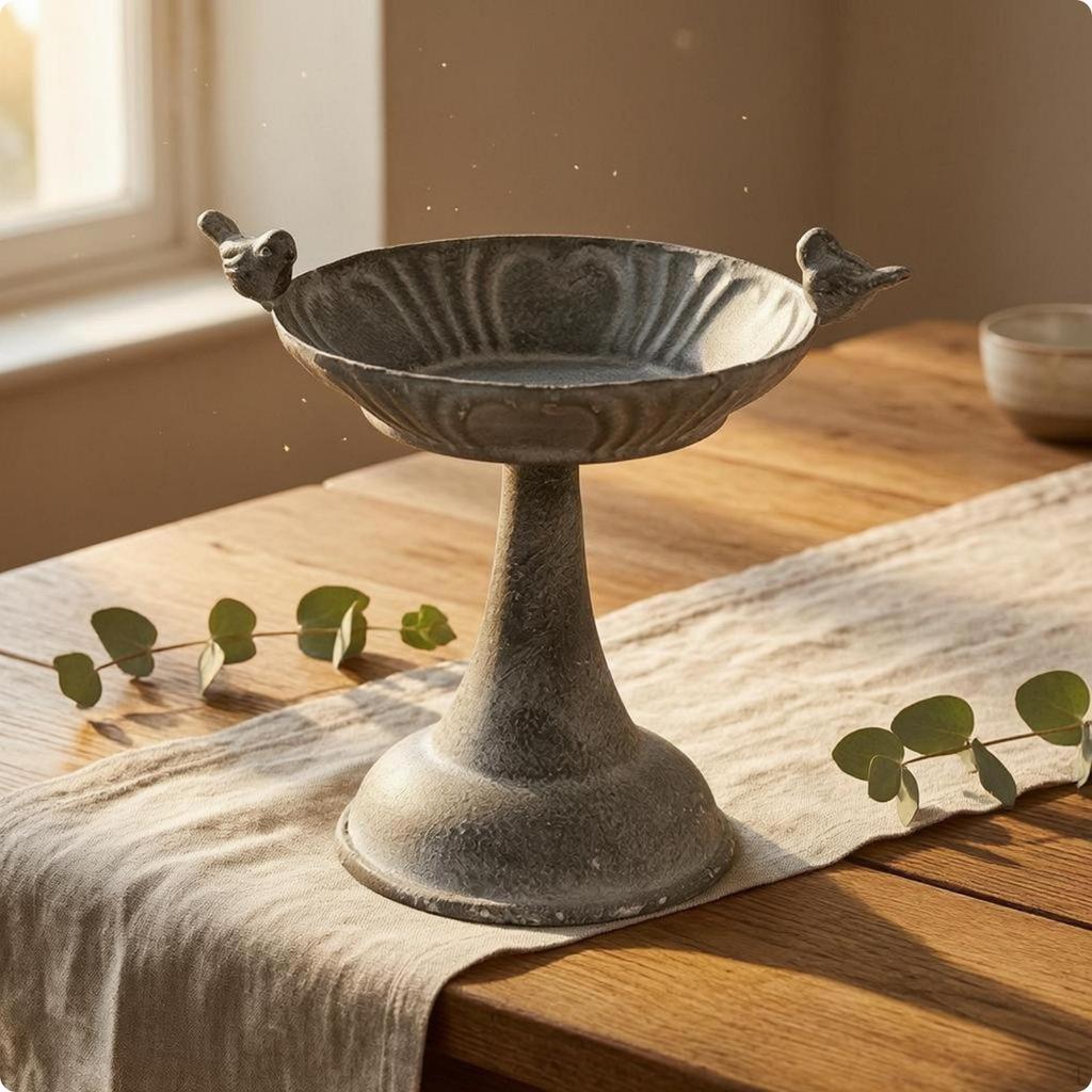 Decorative Iron Planter Ornamental Footed Vase Matte VintageStyle Light Gray C High Foot