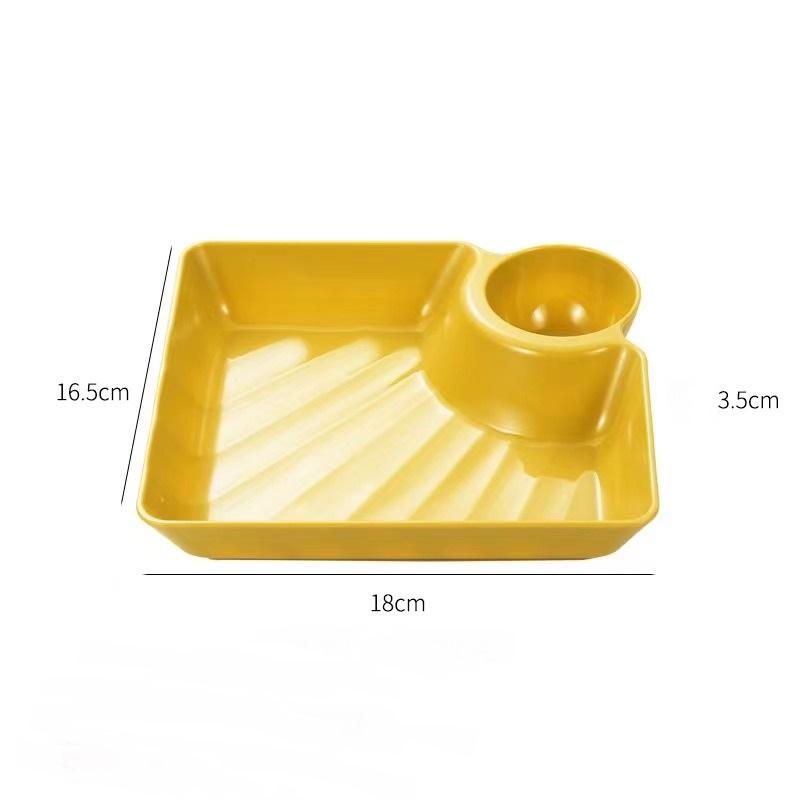Divided Plates French Fries Square Dumpling Plate With Vinegar Plates Snack Dish 2-Grid Spices Dessert Christmas Tableware Home