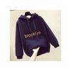 Women's 2024 Autumn/Winter Korean Style Lambswool Hooded Sweatshirt - Loose Fleece-Lined Thick Top