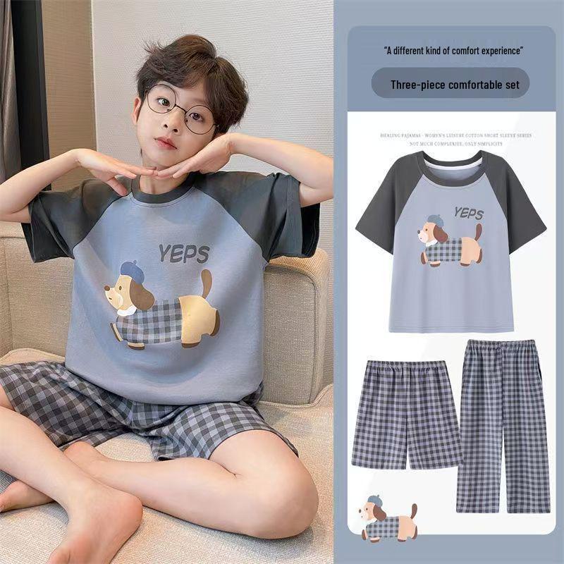 Boys' Summer Pajama Set - Casual Short Sleeve and Loose Fit for Kids