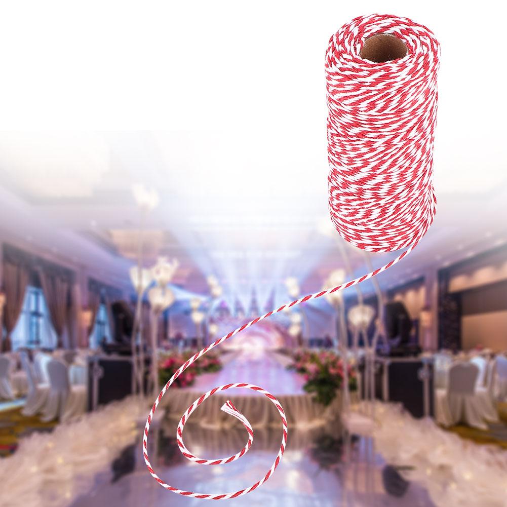 100m Handmade Double Color Cotton Thread Twine String Decoration(red White)