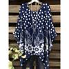 Abbigliamento Estivo Donna 2025 Blu Navy e Bianco Stampa Floreale Design Elegante Versatile Girocollo Manica Corta Top Y2k da Donna