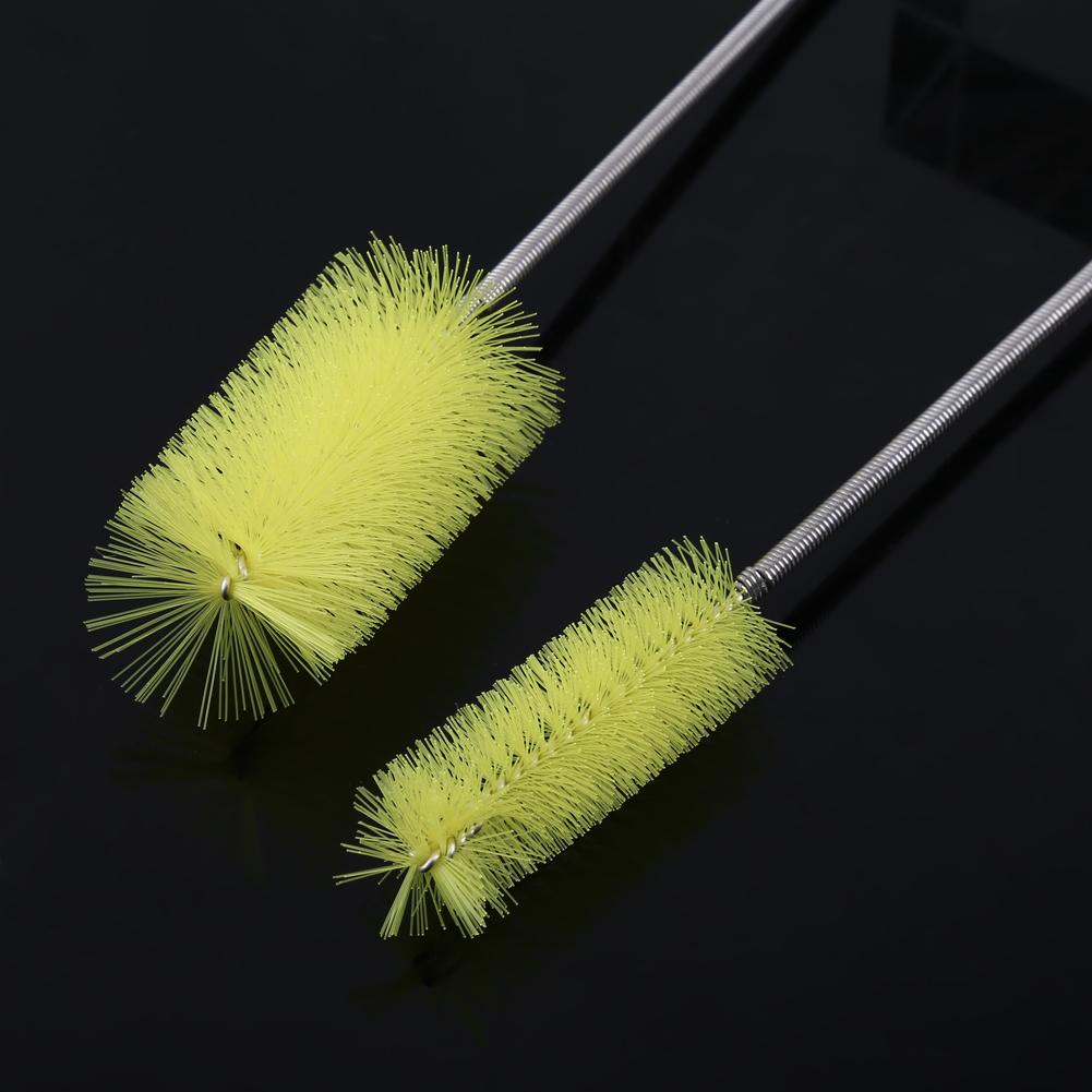 Brosse de Nettoyage Flexible à Double Tube Tuyau Poisson Brosse de Nettoyage de Printemps Outil de Nettoyage(Jaune)