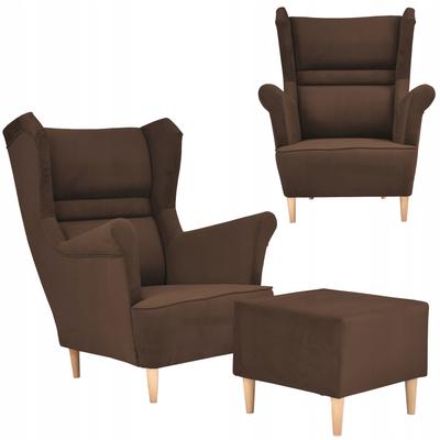 Zoja Wing Chair with Footrest Scandinavian Brown