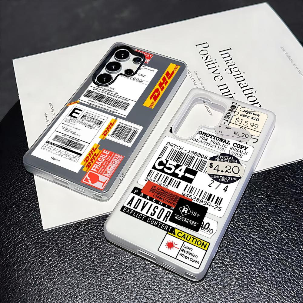 D-Dhl Express Label Phone Case for Samsung S26 S25 S24 S23 S22 S21 FE Plus Ultra Black 2-in-1 Jelly silicone case