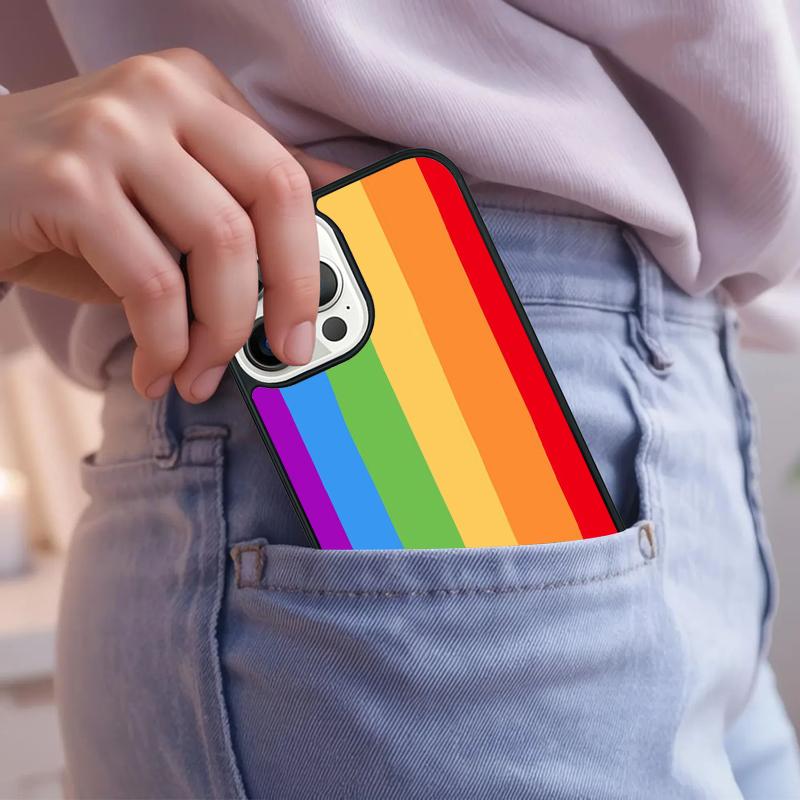Rainbow Retro Stripes Pink Phone Case For iPhone 17 Air 15 16e 14 13 Pro Max Coque 12 11 Pro Max PLUS cover