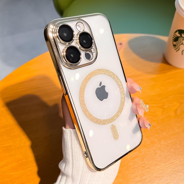 Coque MagSafe Transparente Pailletée - IPhone 16 15 14 13 12 11 Pro Max - Magnétique