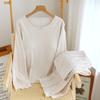 Pajamas with Chest Pads, Women's Pure Cotton Spring and Autumn Thin Loose Long-sleeved Trousers, Simple and Wearable Loungewear Two-piece Set