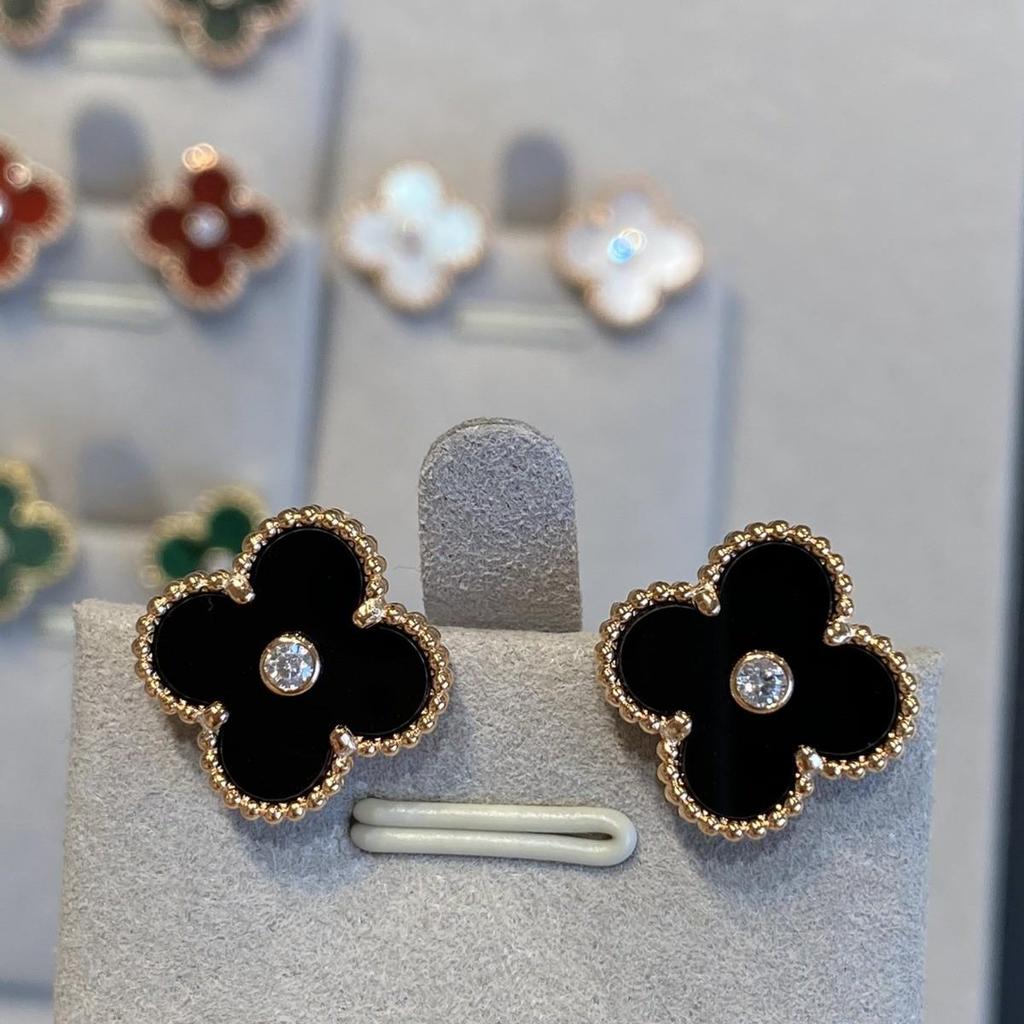 18k Titanstahl Kleeblatt Ohrstecker mit nicht verblassendem Perlmutt für Damen