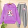 Kids Clothes Cute Unicorn Print Hoodie Sportswear Coat+Pants 2P Boy Girl Toddler 3-12Y Leisure Top Fashion Sunshine Charming Set