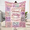 Vintage 1936 Anniversary Greetings Flannel Blanket-Soft and Suitable for Sofas,Beds,Offices,Travel,All Seasons,Great Gift for Holidays and Birthdays.