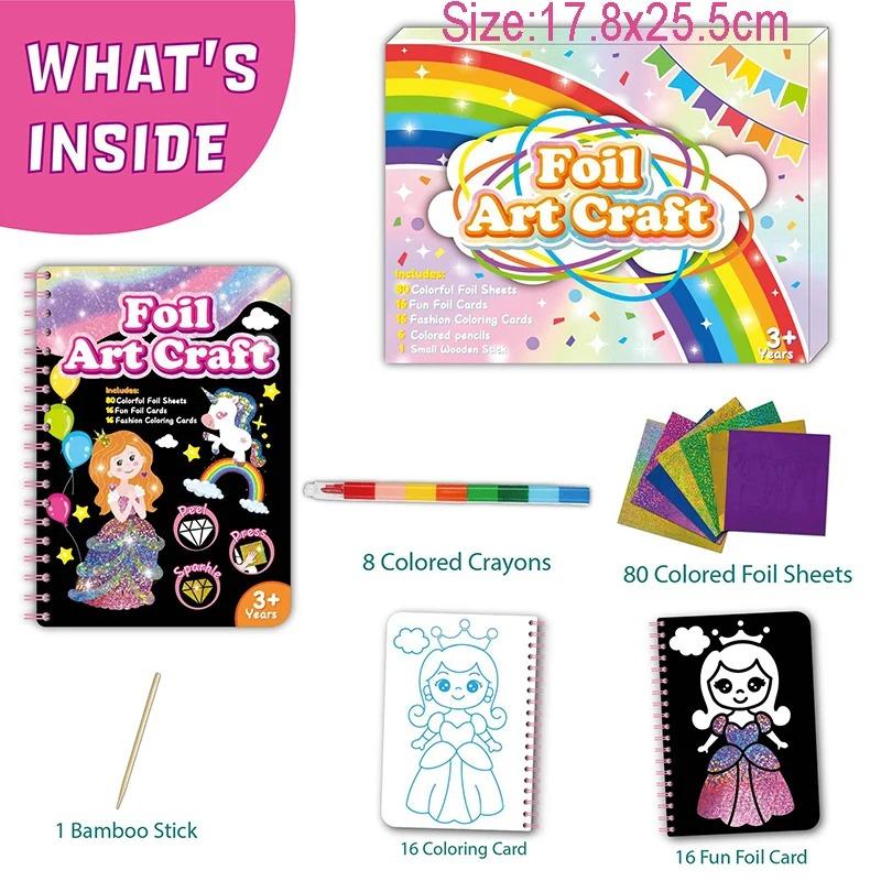 Foil Craft Activity No Mess Art Kit Fun Foil Art for Kids Adults Magnet Foam Paint by Sticker Peel and Press Foul Fun Craft Gifts for Girls  Boys