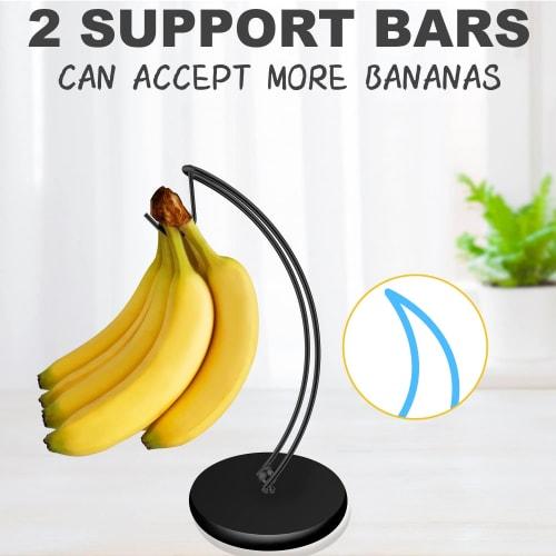 Signice Banana Holder Stand - Patented Modern Banana Tree Hanger with Wooden Base and Stainless Steel, Non-Toppling Banana Rack for Home Kitchen (Full