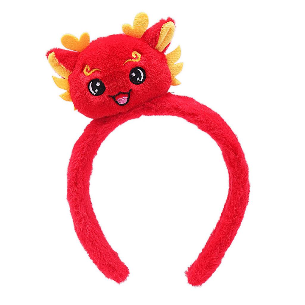 Teens Cartoon Headband Stereo Dragon Shape Hair Hoop Adult Plush Headpiece Hairband New Year Cosplay Costume Props