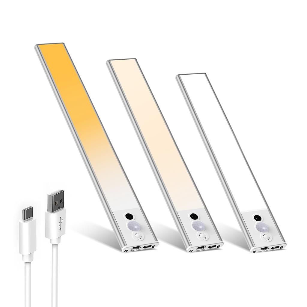 40CM Motion Sensor Cabinet Light with Hand Wave Activated, 3 Color Modes, USB Closet Lamp for Kitchen, Wardrobe, Staircase Deco