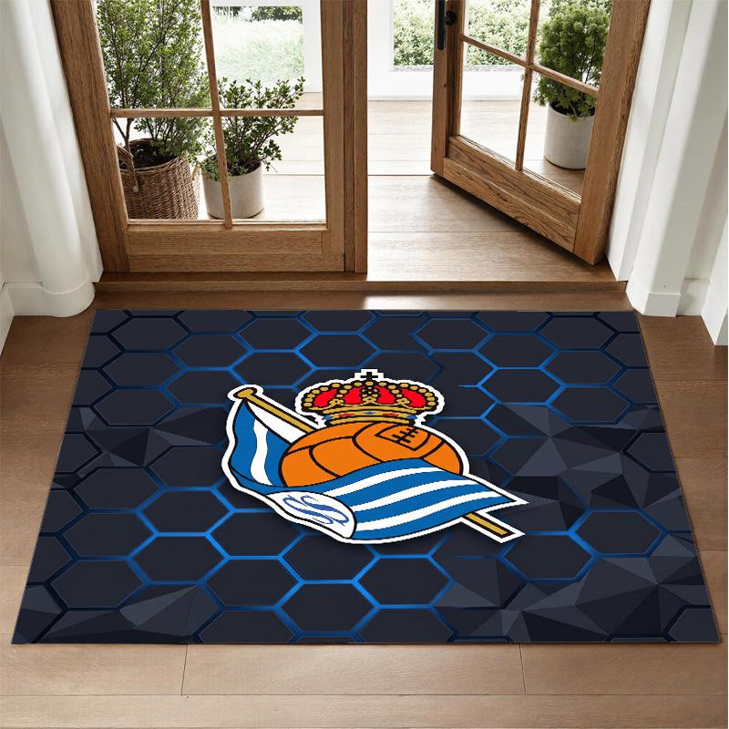Real Sociedad FC Design Crystal Velvet Rug Soft Decorative Mat for Bedroom Entrance