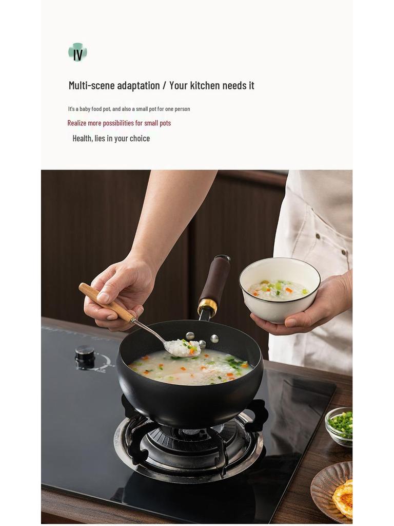 Handmade Non-stick Small Iron Wok - Uncoated Frying Pan