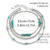 JMXD-3 Piece Set Bohemian Retro Irregular Turquoise Bead Ethnic Necklace Retro Patterned Turquoise Set Necklace