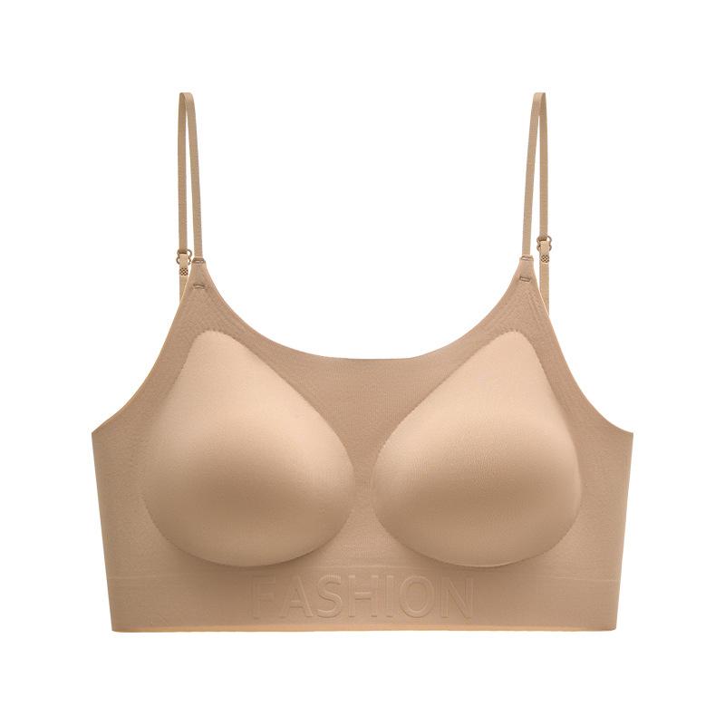 Traceless bra, liquid foundation, underwear, women's breathable invisible bra, small chest gathered, no steel ring, thin shoulder strap
