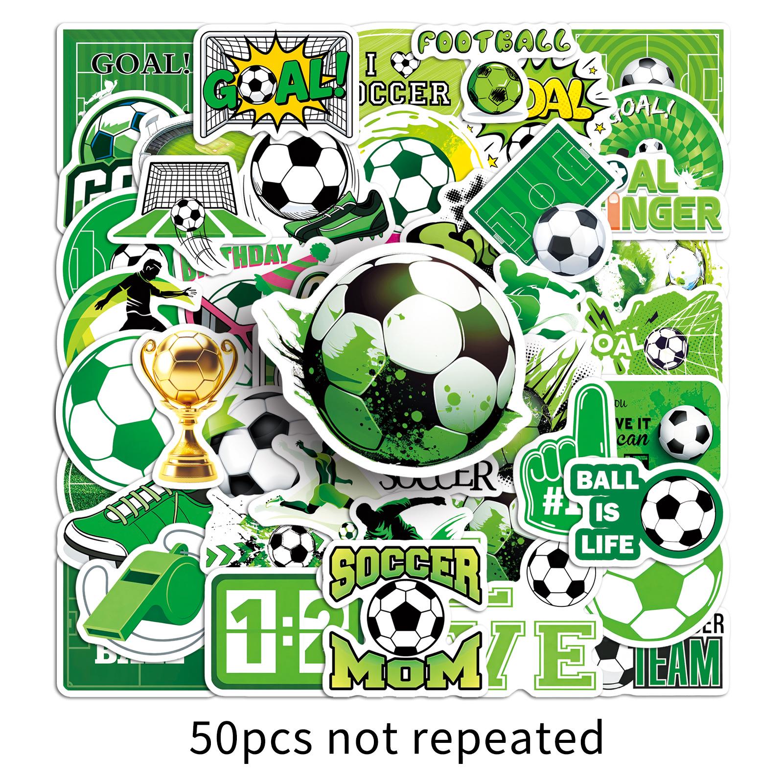50 Waterproof Soccer Stickers: Green World Cup Collection