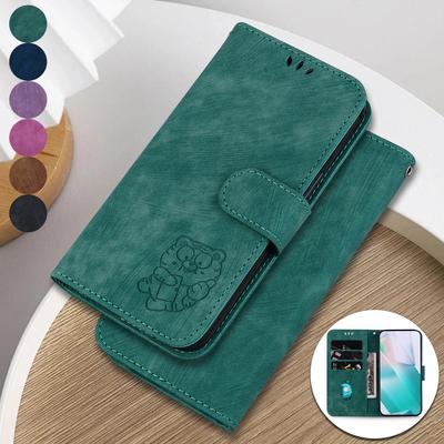 Retro Lovely Tiger Lederhülle für iPhone 16 14 12 15 Pro Max Ständer Brieftasche Kartenfächer Buchhülle Holster für iPhone 11 13 7 8 Plus 6 X XR XS SE4