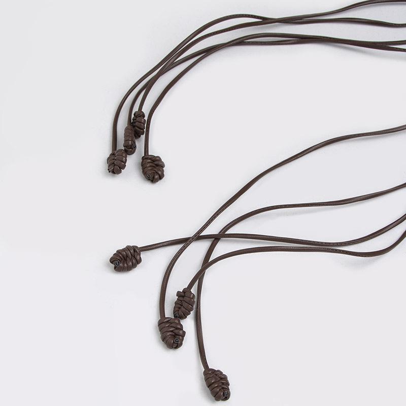 Boho Style Waist Rope Knitted Ethnic Style Handmade Women's Belt Leather Rope Wooden Beads Leisure Vacation Style Waist Rope