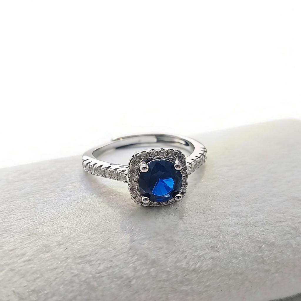 Small Sugar Cube Women'S Ring Imitation Ruby Princess Square Bag Ring Women'S Four-Claw One-Carat Red Corundum Square Ring
