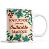 Mug - Christmas Woman Guitarist - Beige - 325 Ml - Dishwasher and Microwave Safe