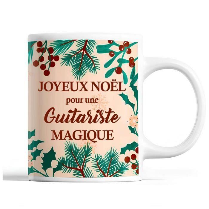 Mug - Noël Guitariste femme - Beige - 325 ml - Résistant lave-vaisselle et micro-onde