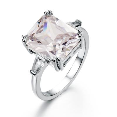 Bold Princess Cut Zircon Ring for Women Luxury European Inlaid Engagement Jewelry Statement Finger Ring