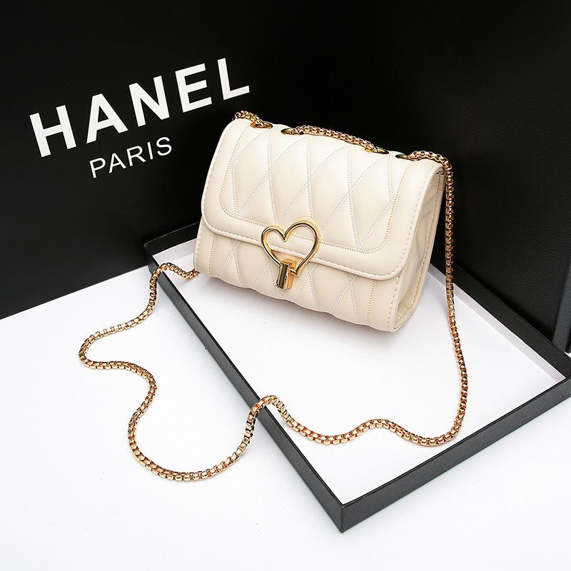 Trendy Love Lock Chain Crossbody Bags Advanced Women PU Leather Shoulder Bags Fashion Rhomboid Lattice Mini Square Handbags