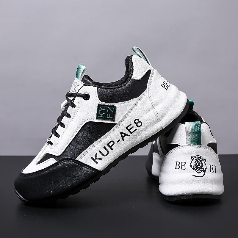 Men's Height-Boosting Leather Casual Sports Shoes with Velvet Lining - Autumn/Winter Comfort & Style Running Shoes