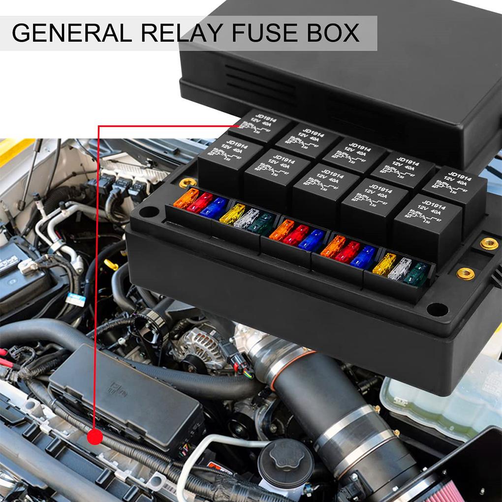 12V bil relé stikkontakt boks 15-veis blad sikringsholder for biler Marine Central Electric Multi-Channel Universal Engine