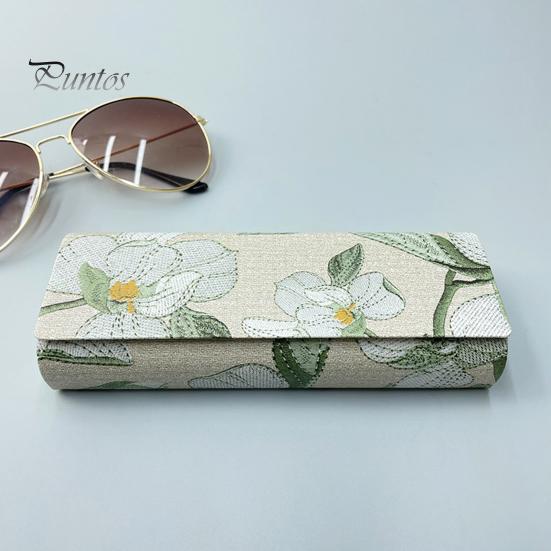 Daily Eyeglass Storage Organizer Magnetic Glasses Case, with Closure, Embroidered Hard Shell Portable Reading Box for Sunglasses And Myopia Spectacle