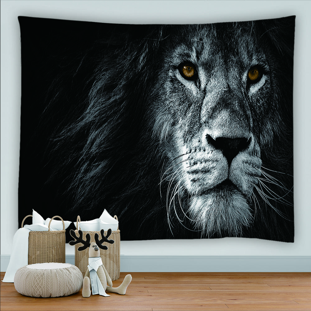 Wild Animal Lion Tapestry King of Forest Lion Pattern Tapestry Wall Hanging for Bedroom Living Room Kitchen Dorm Decoration