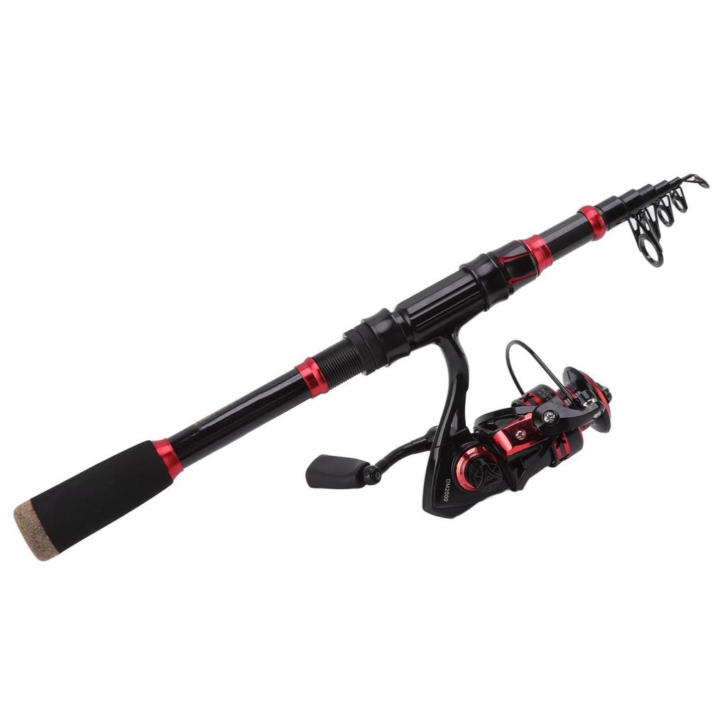 2.1m Telescopic Fishing Rod Carbon Fiber Casting Rod Fishing Reel Combo Set with Fishing Line