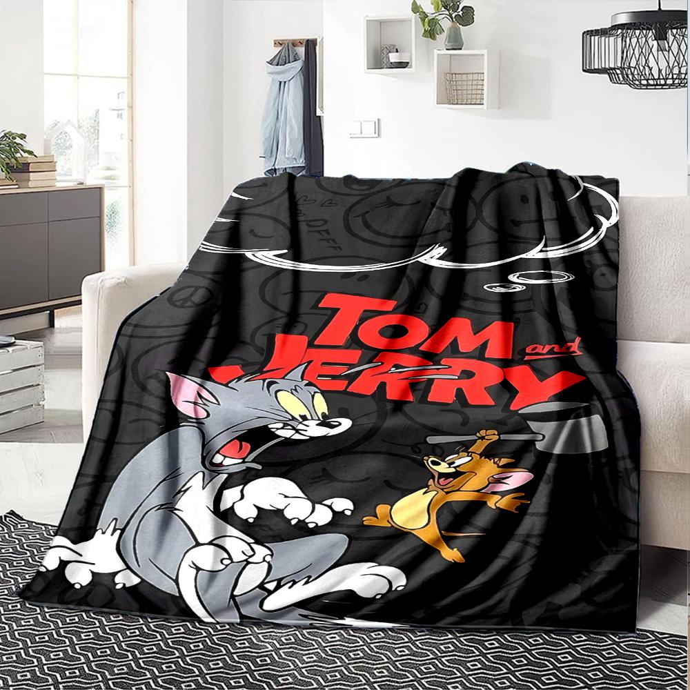 1pc Tom and Jerry Flannel Blanket Soft Warm Throw for Home, Office, Travel, All-Season Cozy Bedding Gift L1429