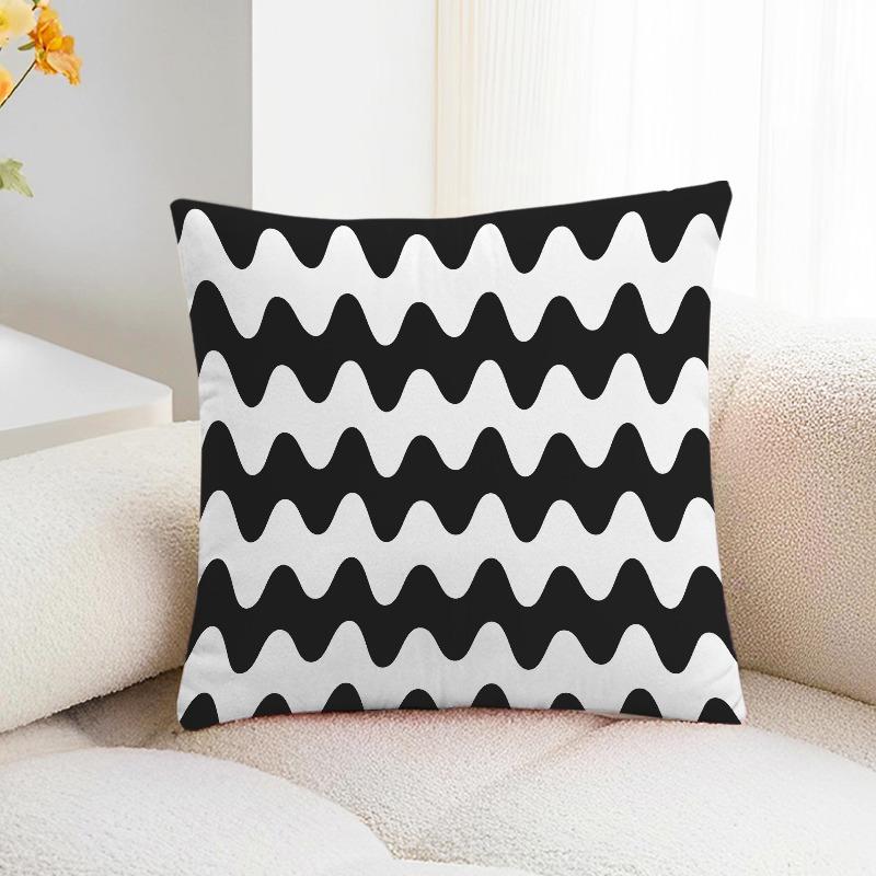Black and White Plaid Print Decorative Pillowcase Bedroom Living Room Square Cushion Pillowcase