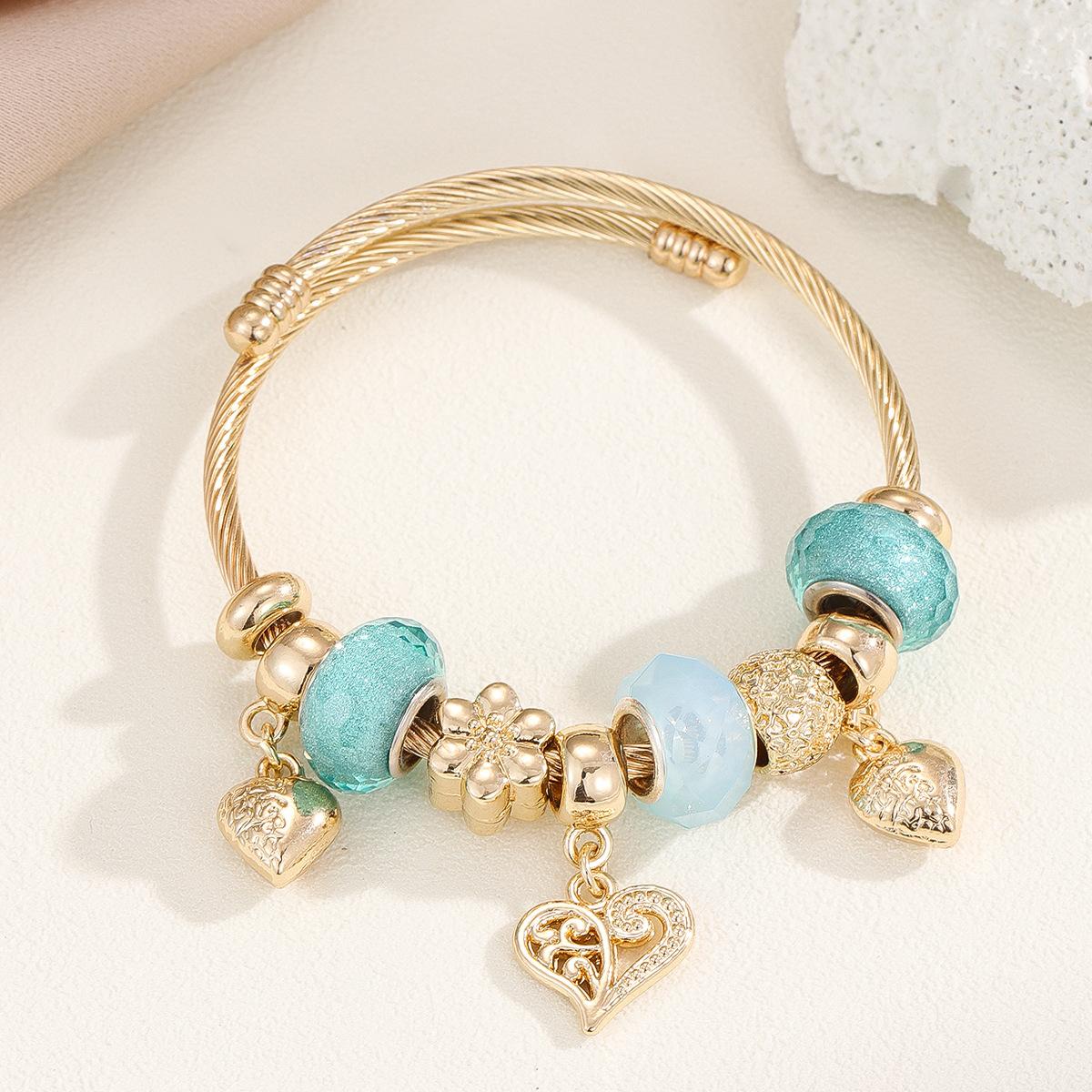 

Не выцветающий регулируемый браслет Универсальный высококлассный браслет Ювелирные изделия Blue loving heart