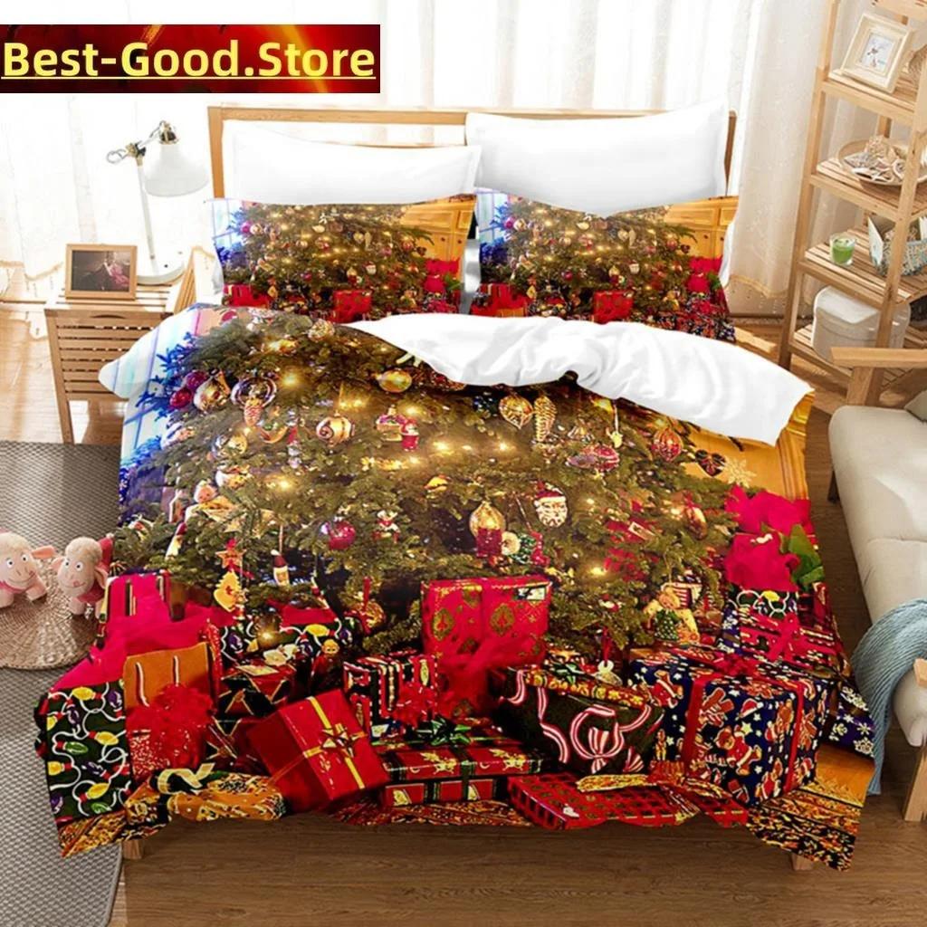 3D Christmas Quilt Cover Bedding Set Duvet Comforter Pillow Case Bed Linens Twin Queen King Double Full Single Bedroom