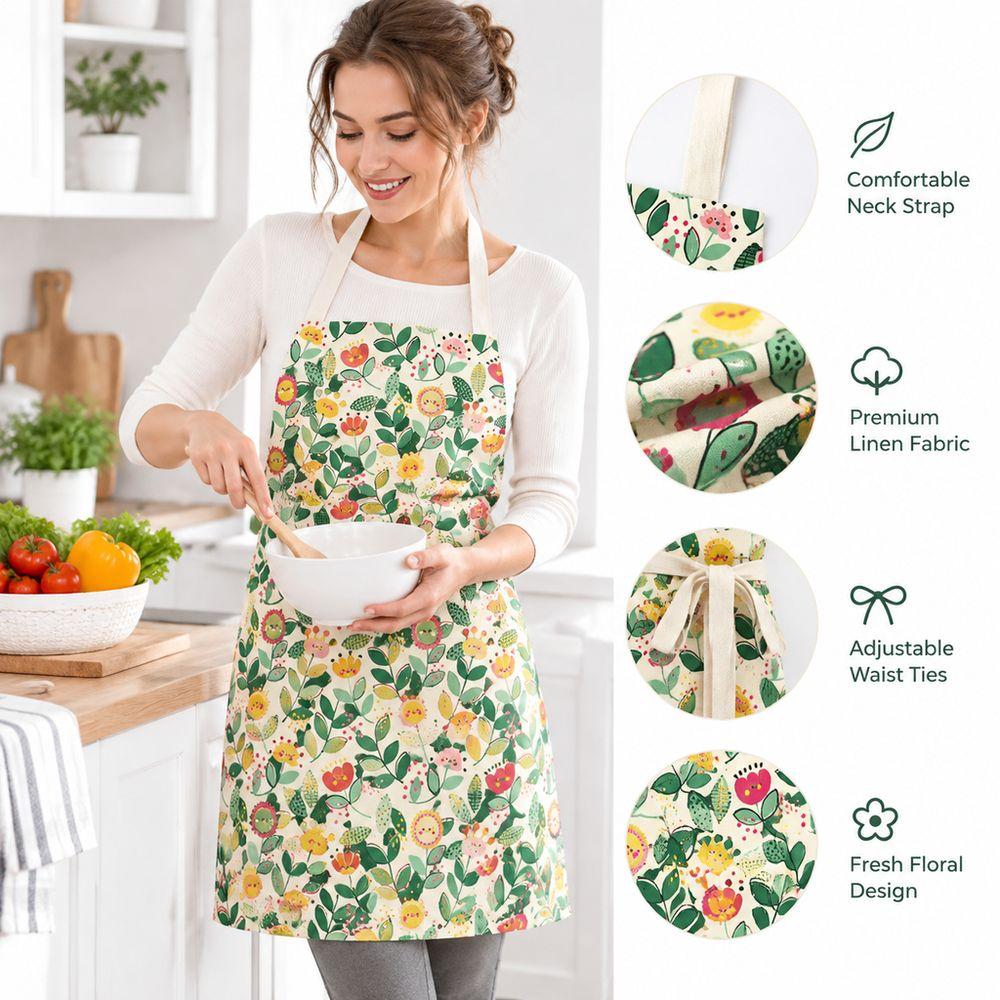 Flower Print Floral Print Apron Soft Fabric Baking Aprons New Plant Aprons Baking